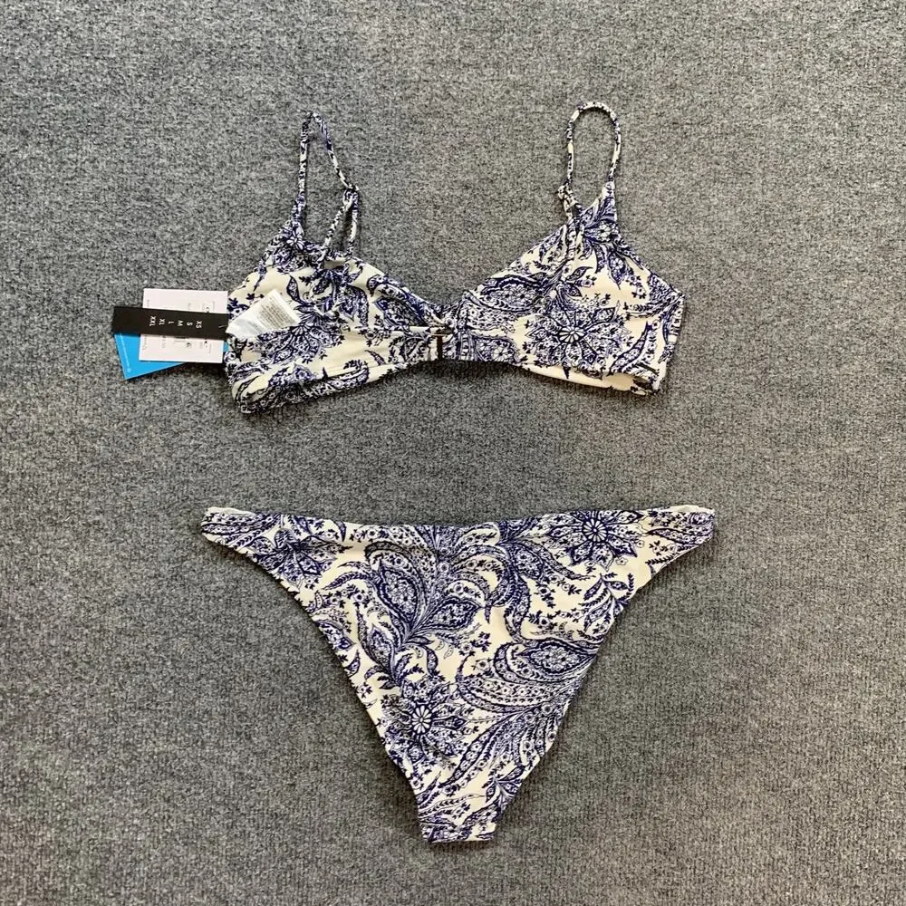 O'Neill Bikini Set Womens L/XL Multi Belle Flower Malibu Bralette Paisley 2 Pc